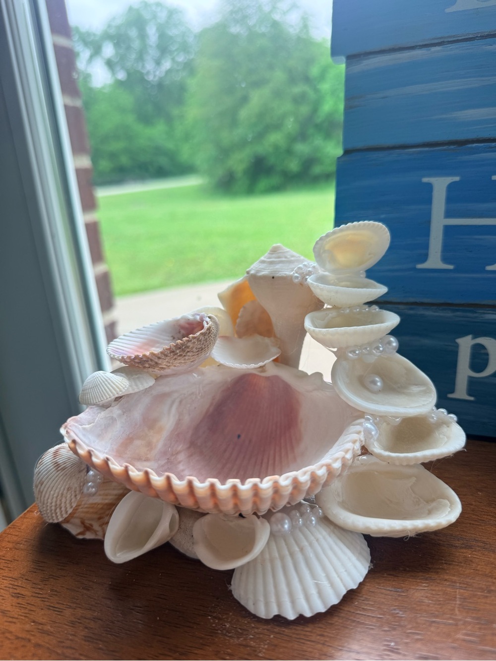 Handcrafted Seashell Dish - Pink & White Shells